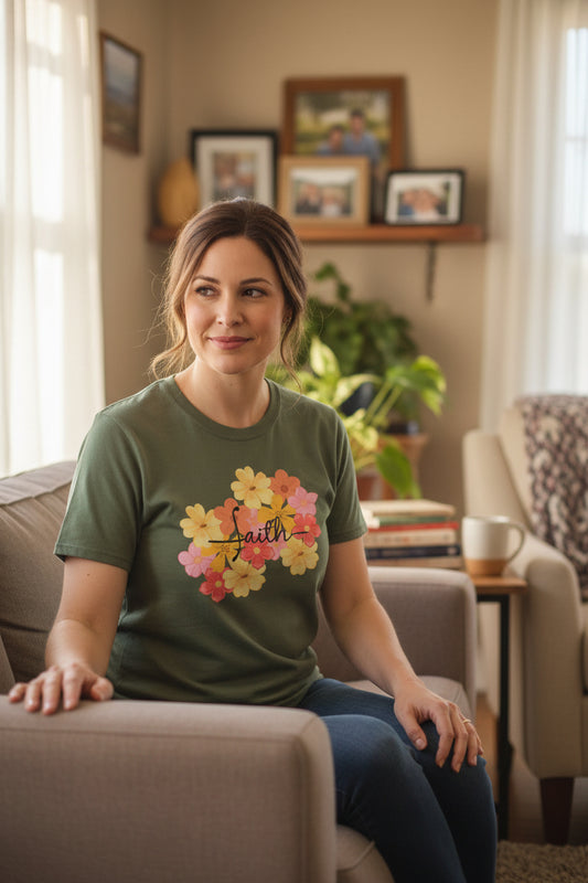 Faith Floral T-Shirt — Spring Blossom Inspirational Tee